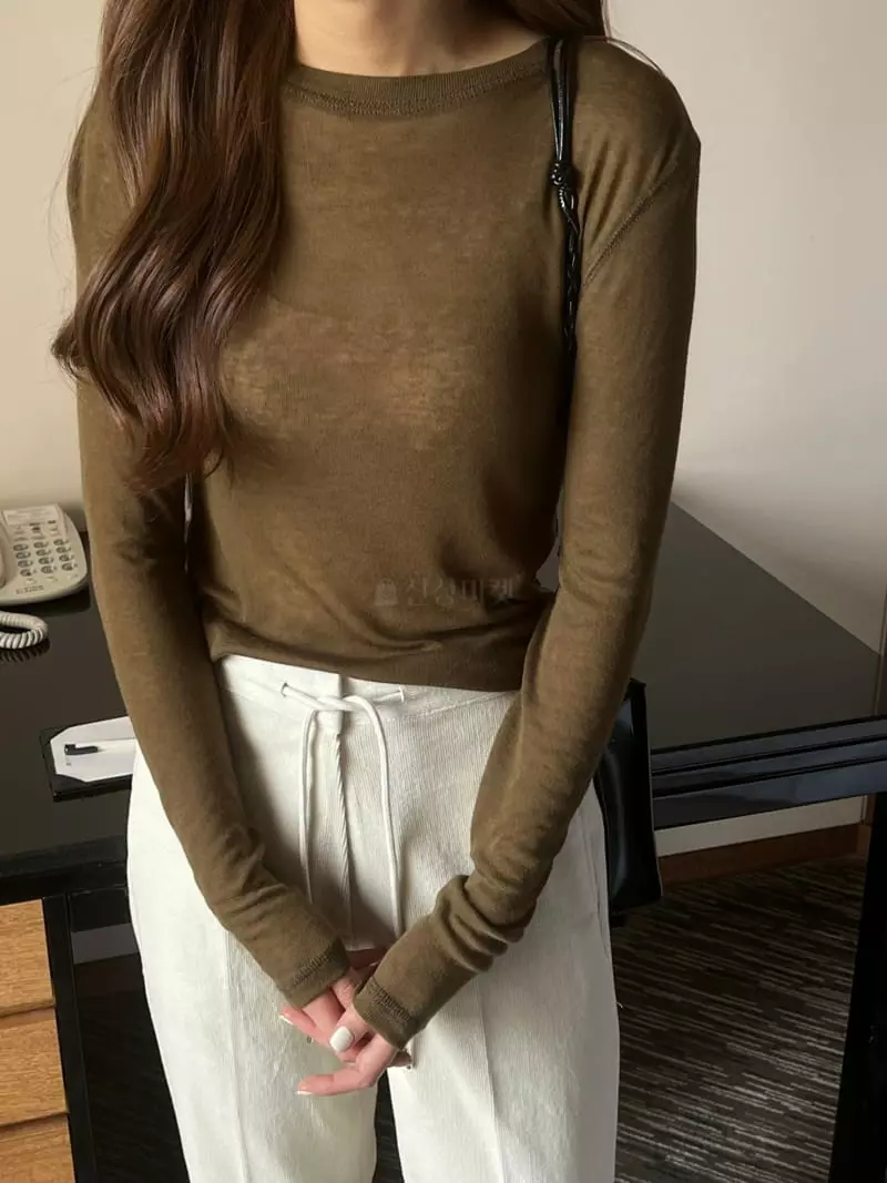 Outrene - Korean Women Fashion - #momslook - Cover Stitch Tee - 5