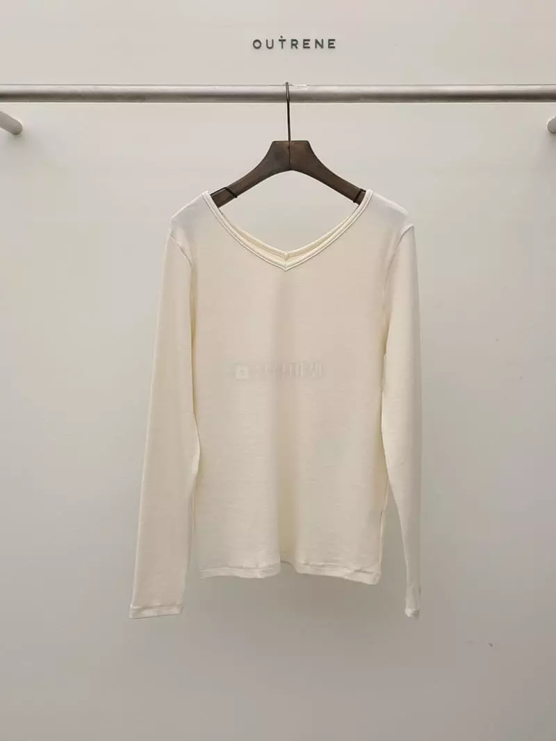Outrene - Korean Women Fashion - #momslook - Yang V Neck Tee - 9