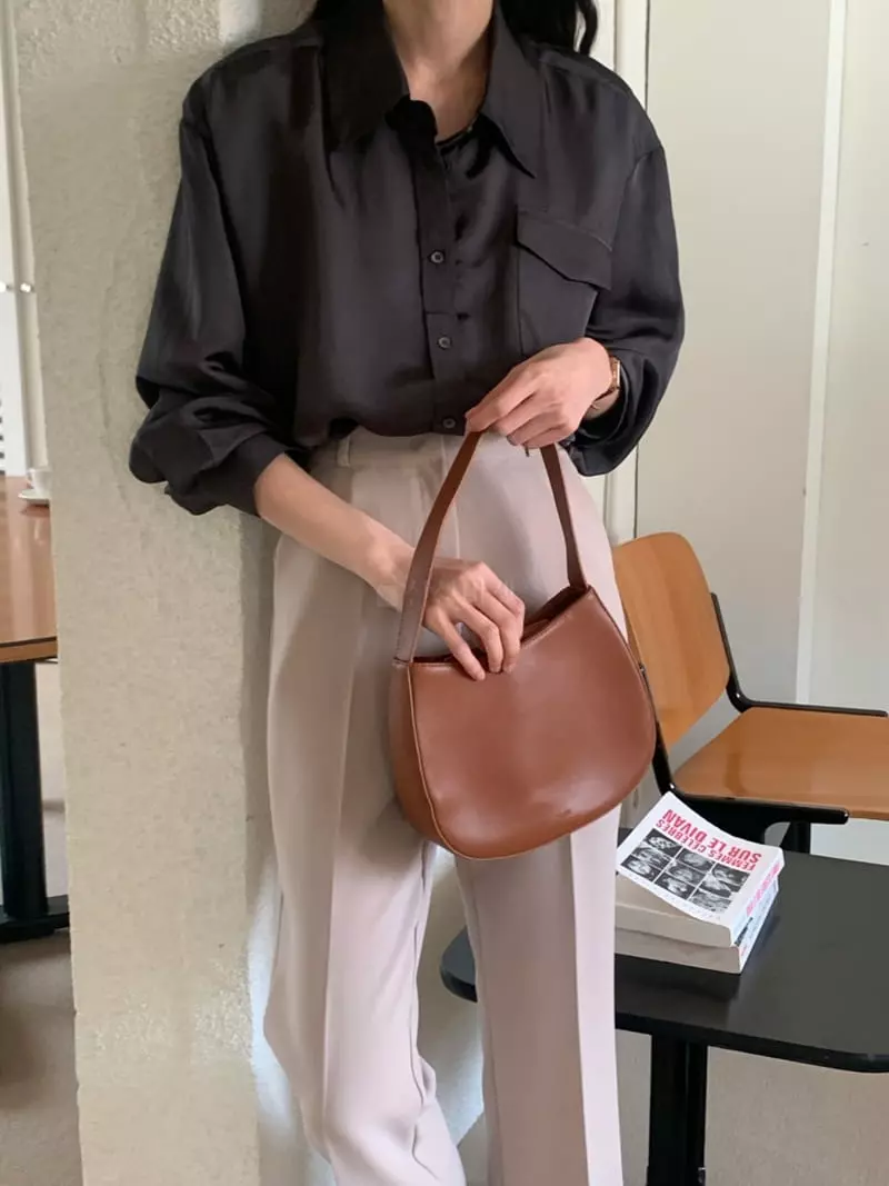 Outrene - Korean Women Fashion - #momslook - Silk Pocket Blouse - 10