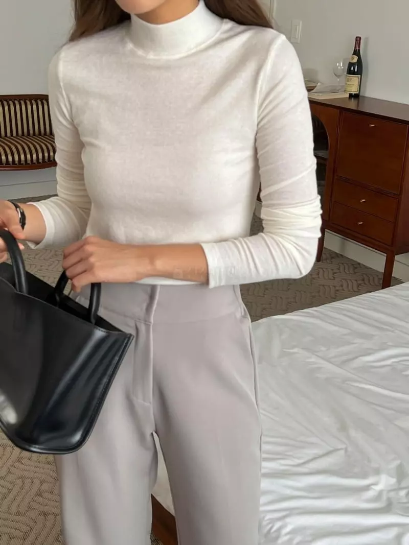 Outrene - Korean Women Fashion - #momslook - Half Turtleneck Tee - 6