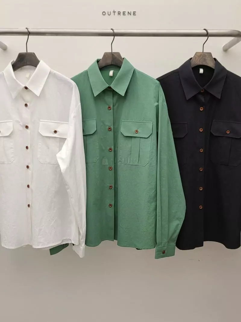 Outrene - Korean Women Fashion - #momslook - Box Pocket Shirt - 11