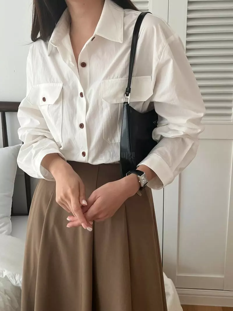 Outrene - Korean Women Fashion - #momslook - Box Pocket Shirt - 3