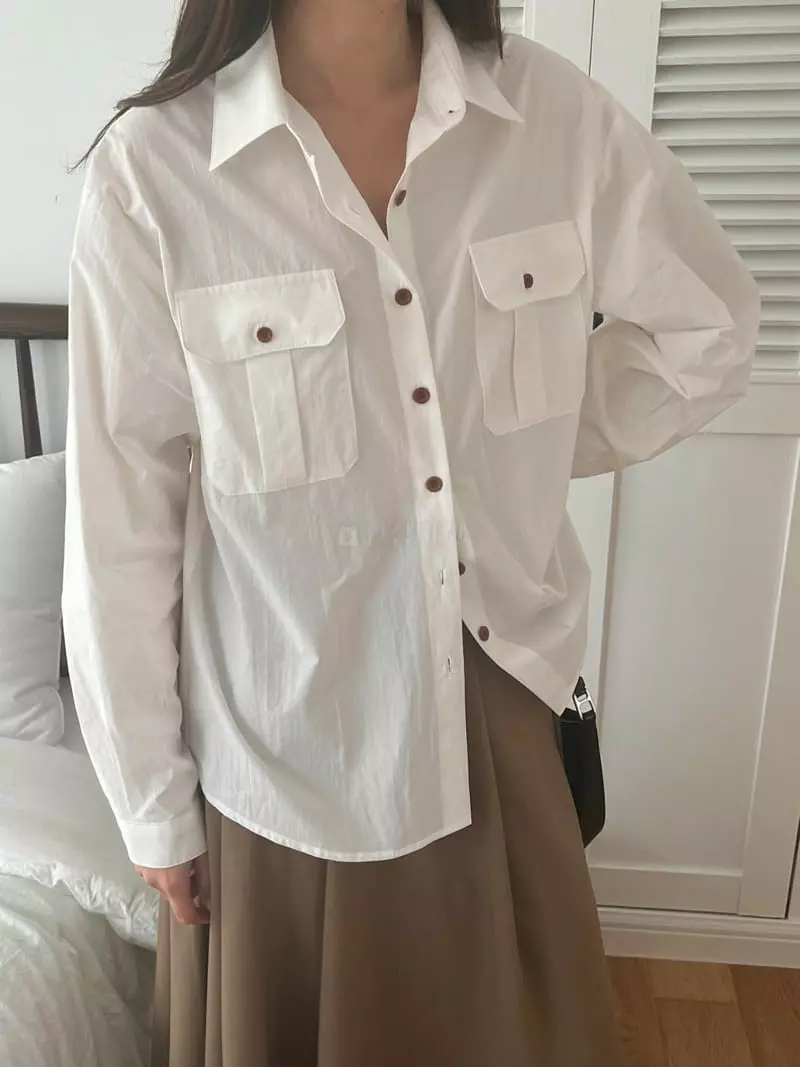 Outrene - Korean Women Fashion - #momslook - Box Pocket Shirt - 5