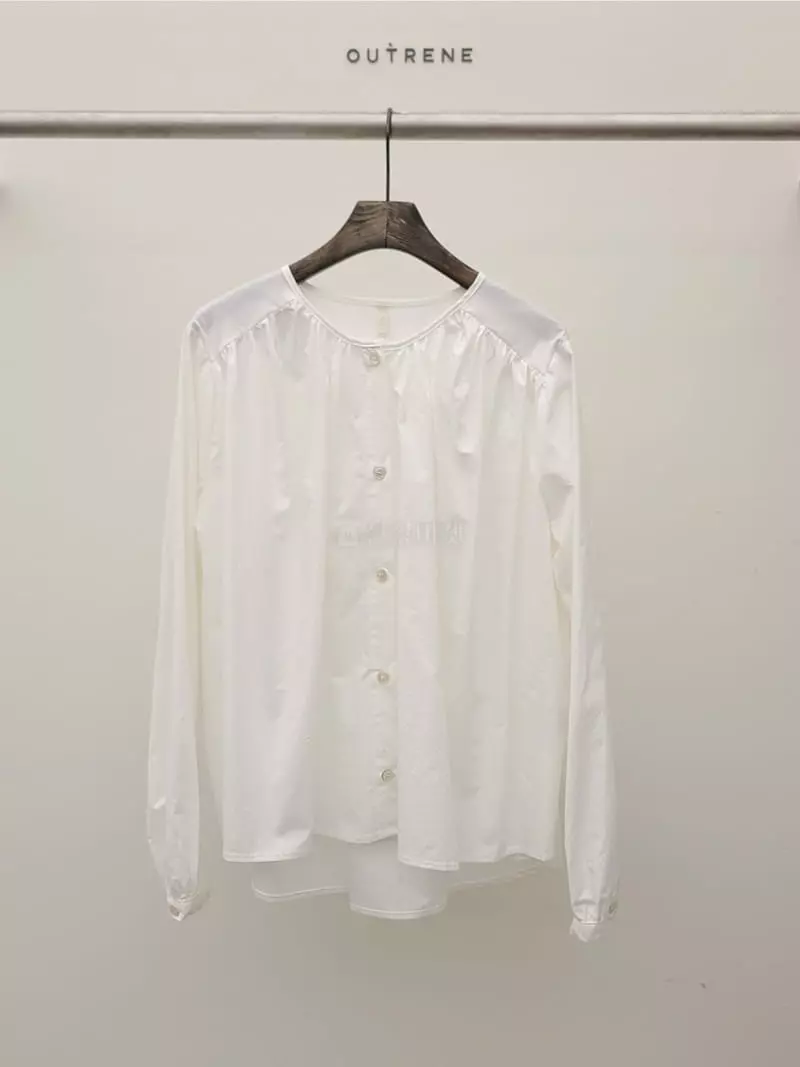Outrene - Korean Women Fashion - #restrostyle - Cotton Shirring Blouse - 11