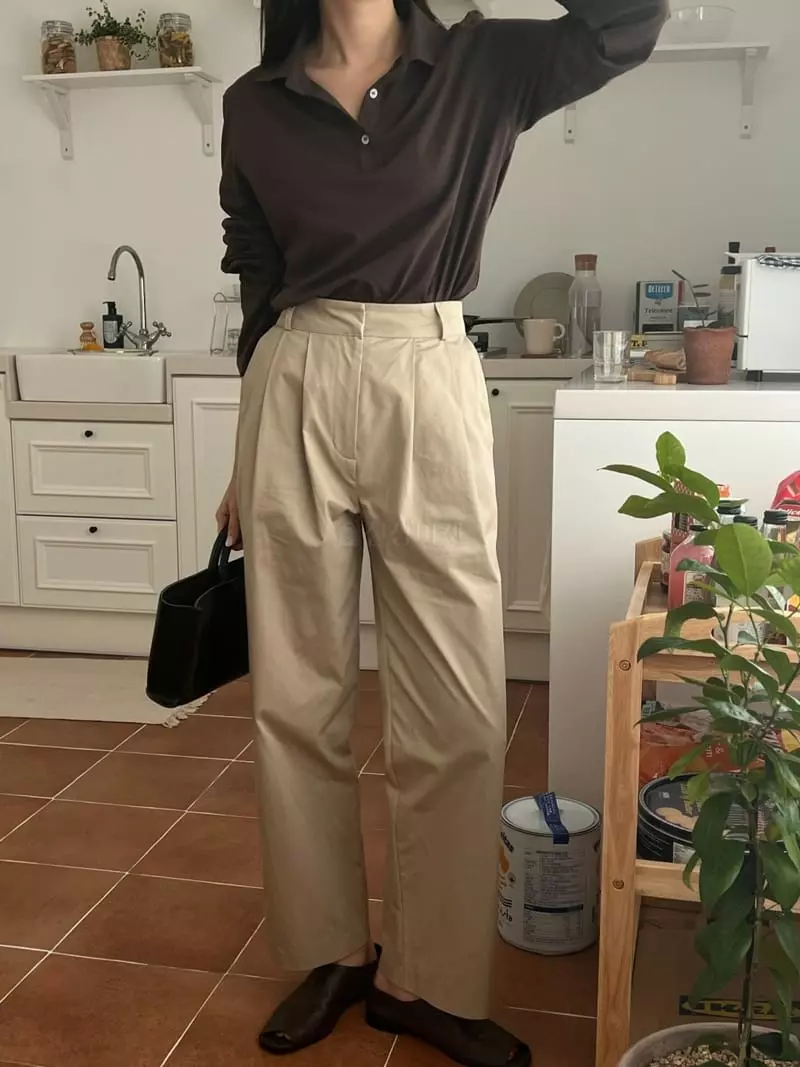 Outrene - Korean Women Fashion - #restrostyle - Woodie Wide Pants - 5