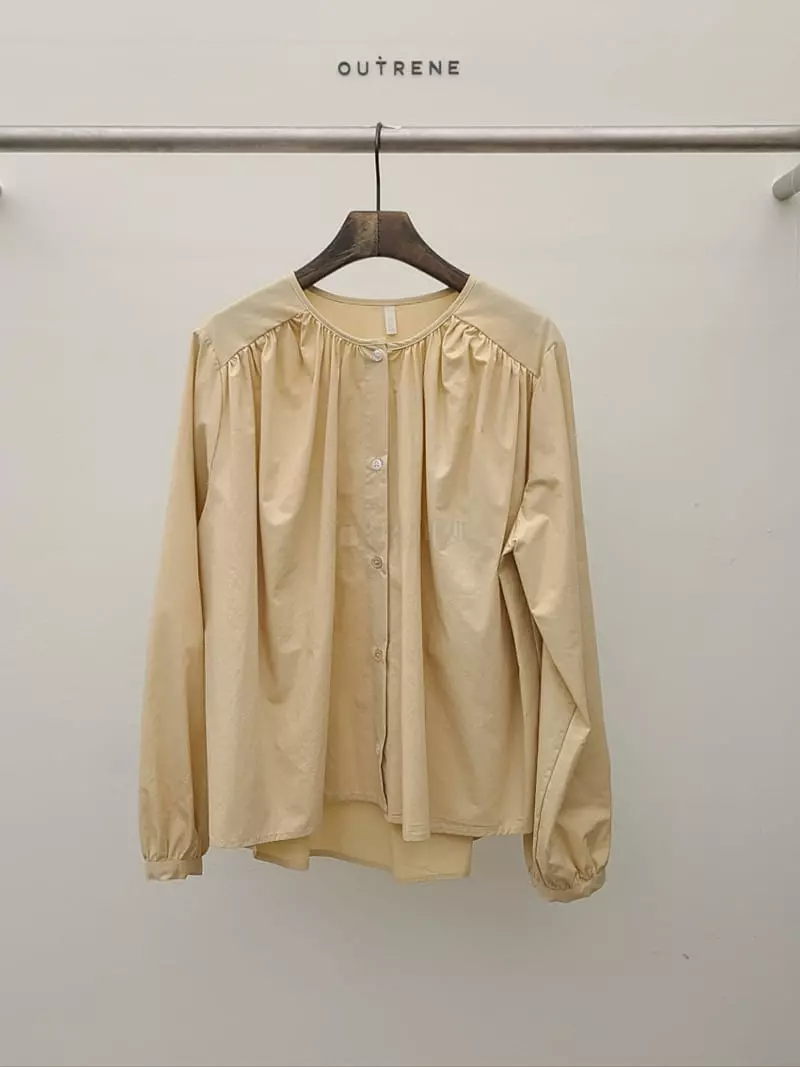 Outrene - Korean Women Fashion - #romanticstyle - Cotton Shirring Blouse - 12