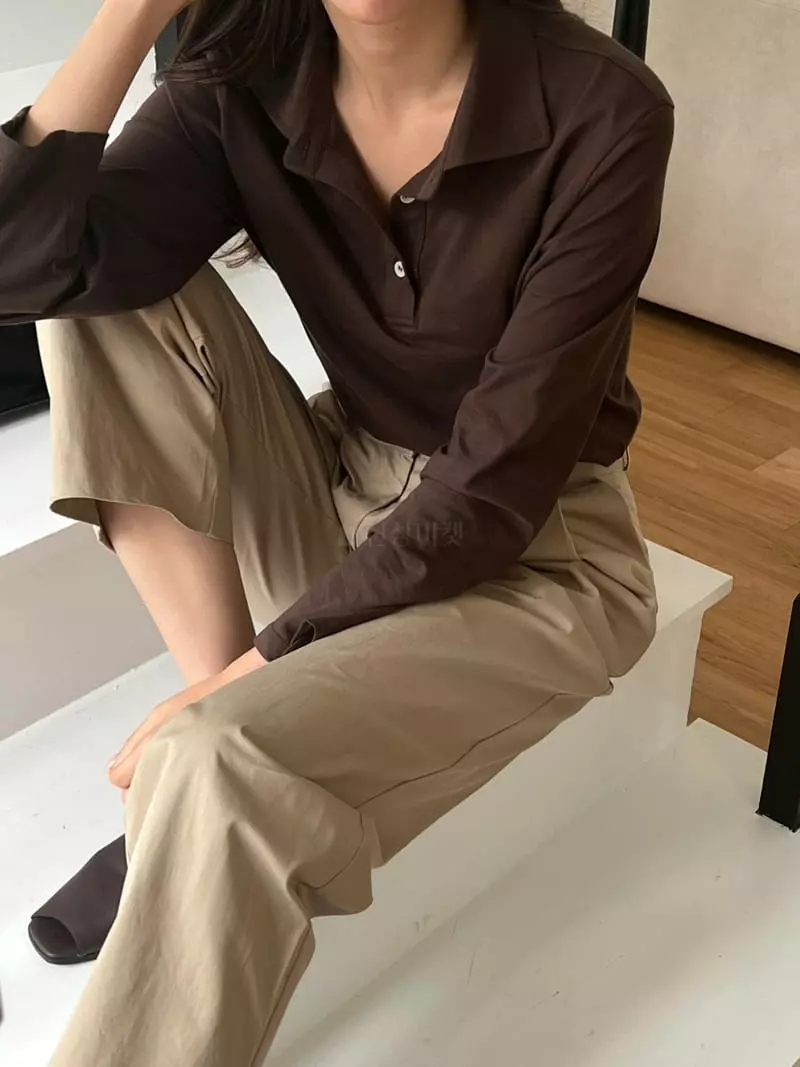 Outrene - Korean Women Fashion - #thelittlethings - Collar Button Tee - 12