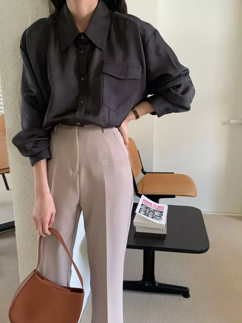 Outrene - Korean Women Fashion - #thelittlethings - Silk Pocket Blouse - 5