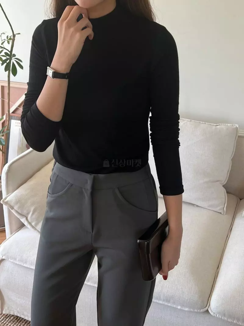 Outrene - Korean Women Fashion - #thelittlethings - Half Turtleneck Tee - 3