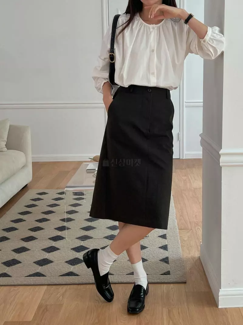 Outrene - Korean Women Fashion - #vintagekidsstyle - Cotton Shirring Blouse - 9