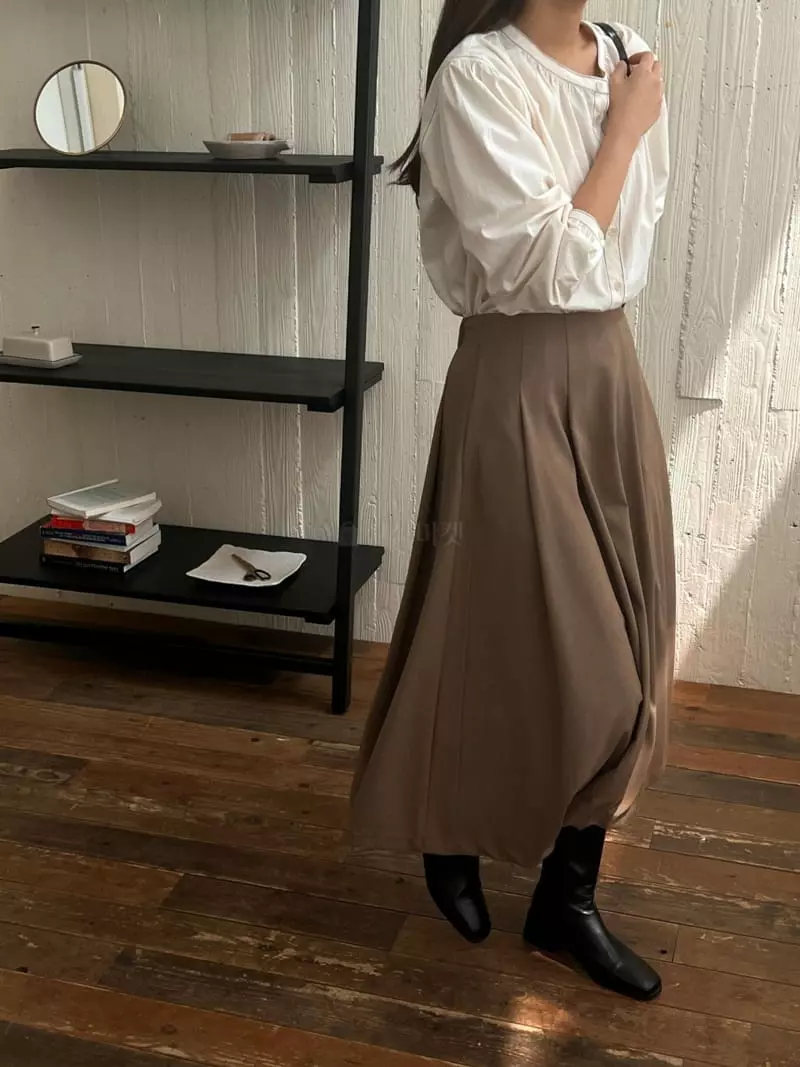 Outrene - Korean Women Fashion - #momslook - Two Tuck Skirt - 4