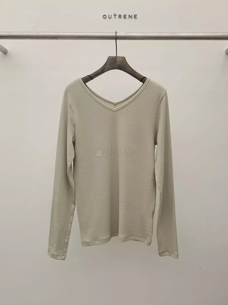Outrene - Korean Women Fashion - #womensfashion - Yang V Neck Tee - 10
