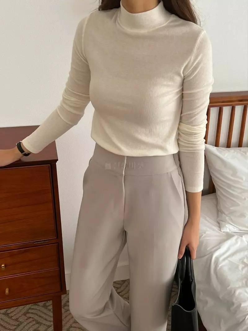 Outrene - Korean Women Fashion - #womensfashion - Half Turtleneck Tee - 5