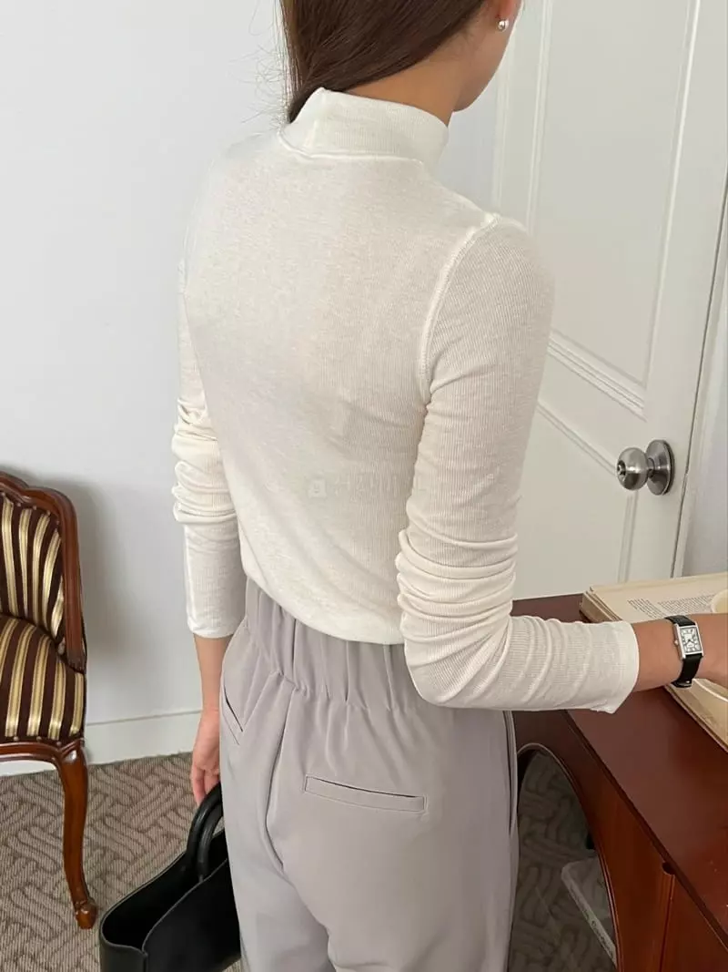 Outrene - Korean Women Fashion - #womensfashion - Half Turtleneck Tee - 9
