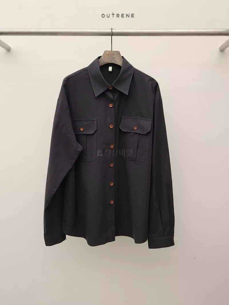 Outrene - Korean Women Fashion - #womensfashion - Box Pocket Shirt - 10