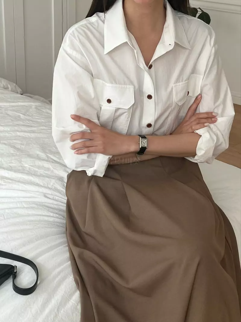 Outrene - Korean Women Fashion - #momslook - Box Pocket Shirt - 4