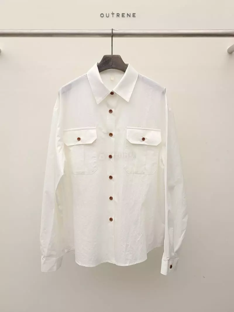 Outrene - Korean Women Fashion - #womensfashion - Box Pocket Shirt - 8