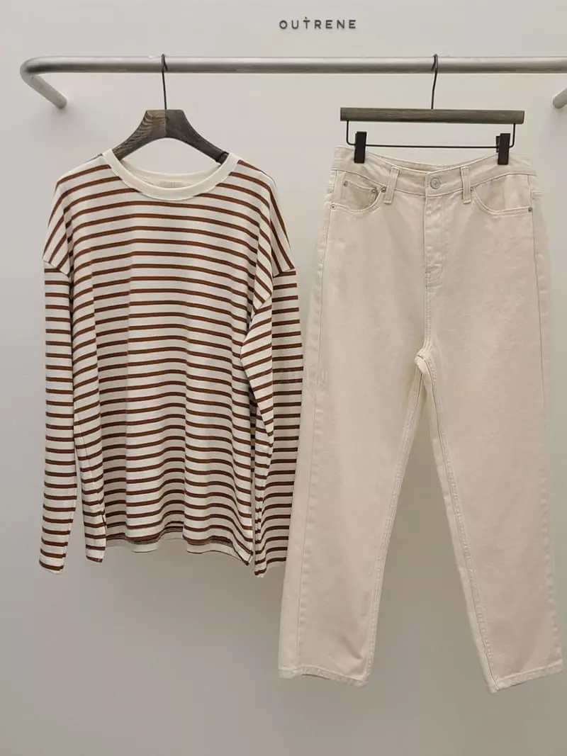 Outrene - Korean Women Fashion - #womensfashion - Stripes Slit Tee - 12