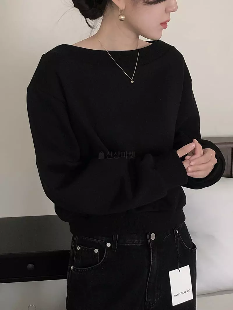 Overclassic - Korean Women Fashion - #momslook - Boat Neck Sweatshirt