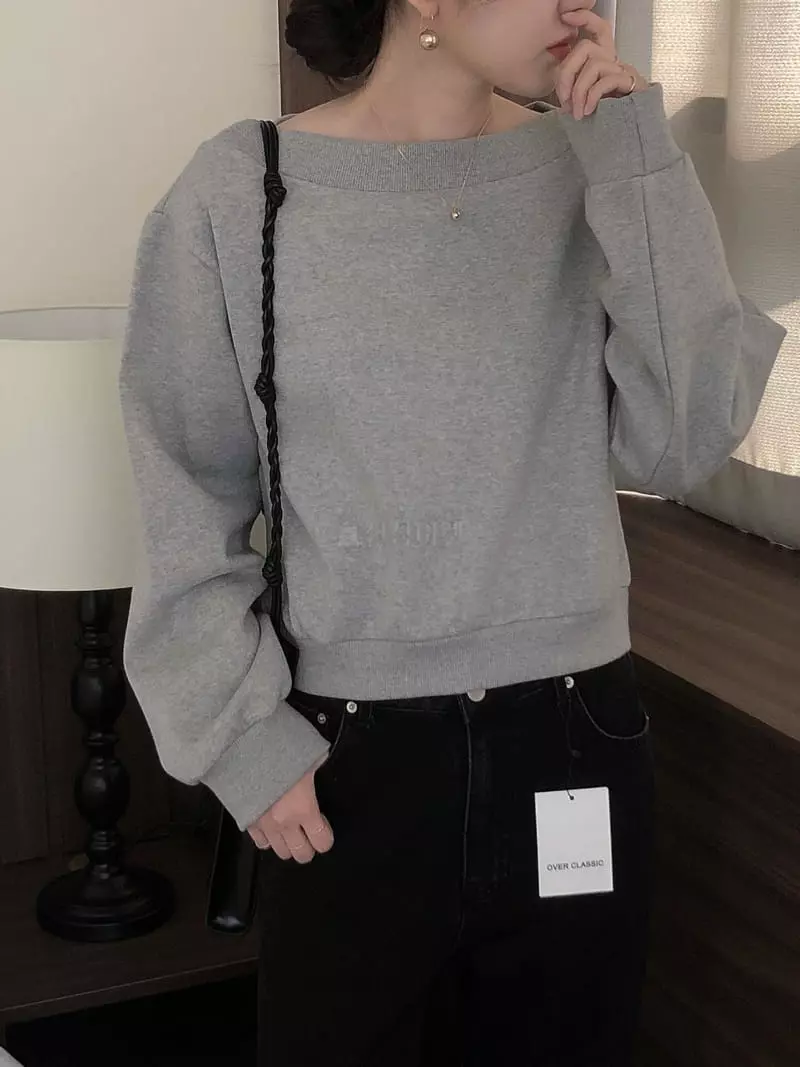 Overclassic - Korean Women Fashion - #womensfashion - Boat Neck Sweatshirt - 2