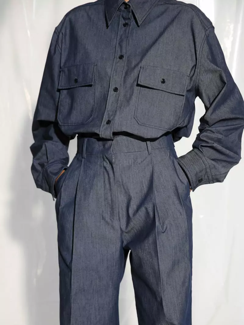 Paper Moon - Korean Women Fashion - #momslook - Oversize Pocket Denim Shirt