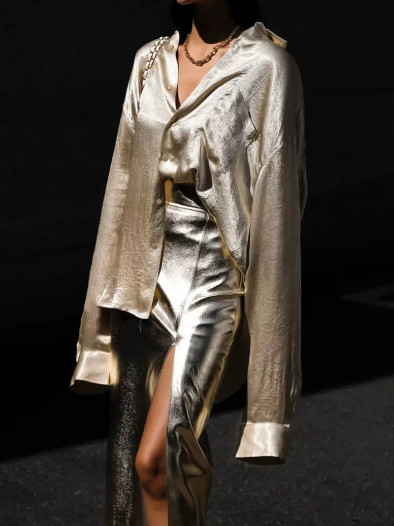 Paper Moon - Korean Women Fashion - #momslook - Oversize Rinkle Silky Button Shirt - 10