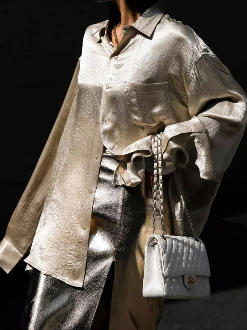 Paper Moon - Korean Women Fashion - #momslook - Oversize Rinkle Silky Button Shirt - 12
