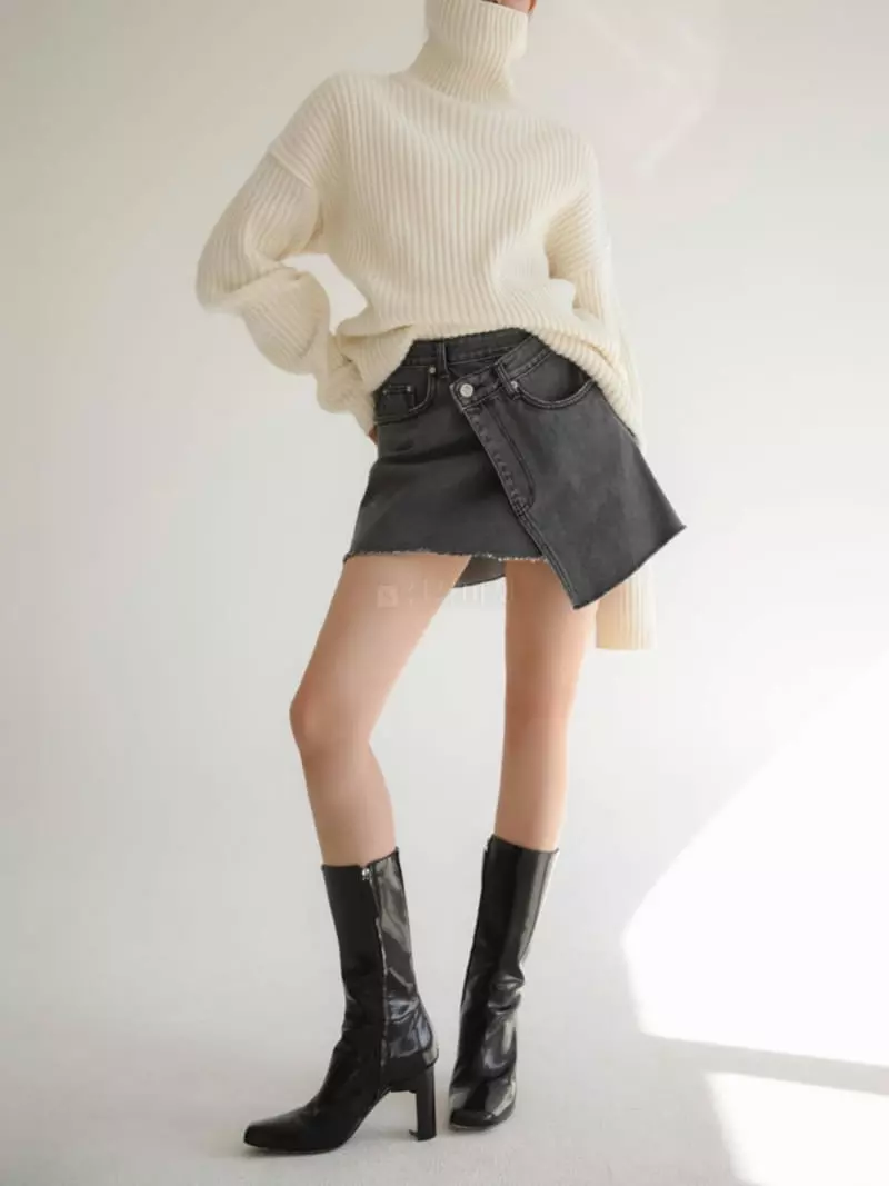 Paper Moon - Korean Women Fashion - #momslook - Unbalance Wrap Skirt
