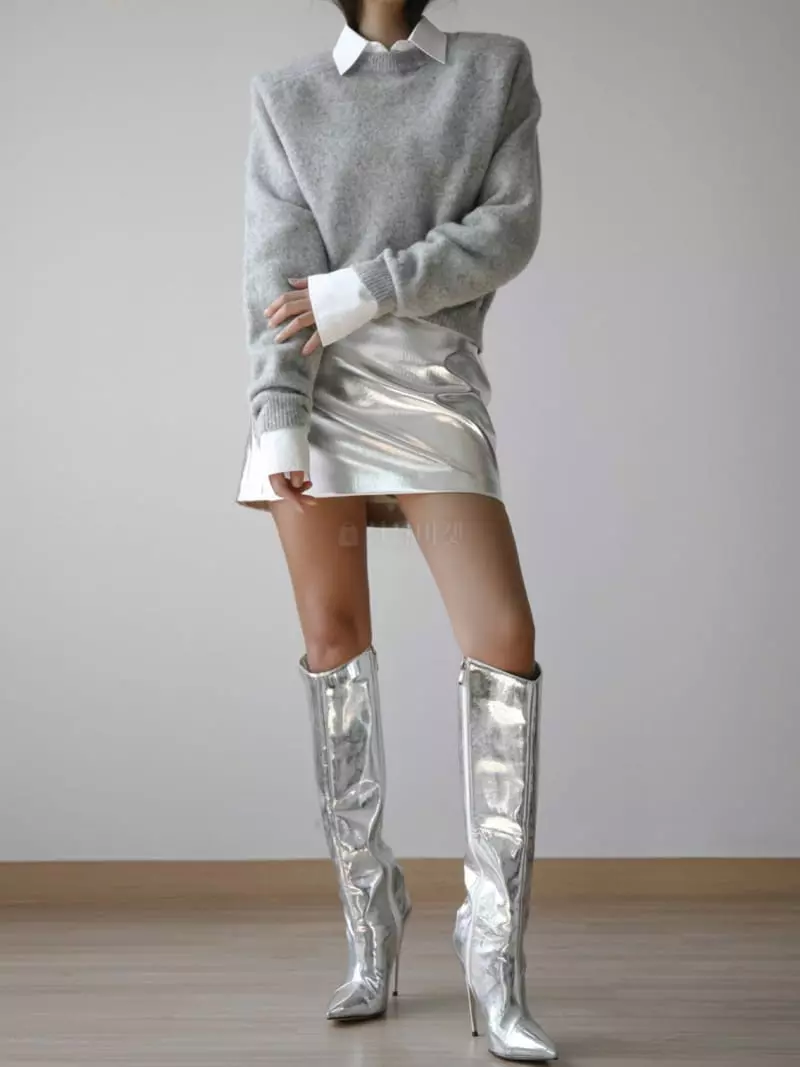 Paper Moon - Korean Women Fashion - #momslook - Soft Crop Knit Tee - 7