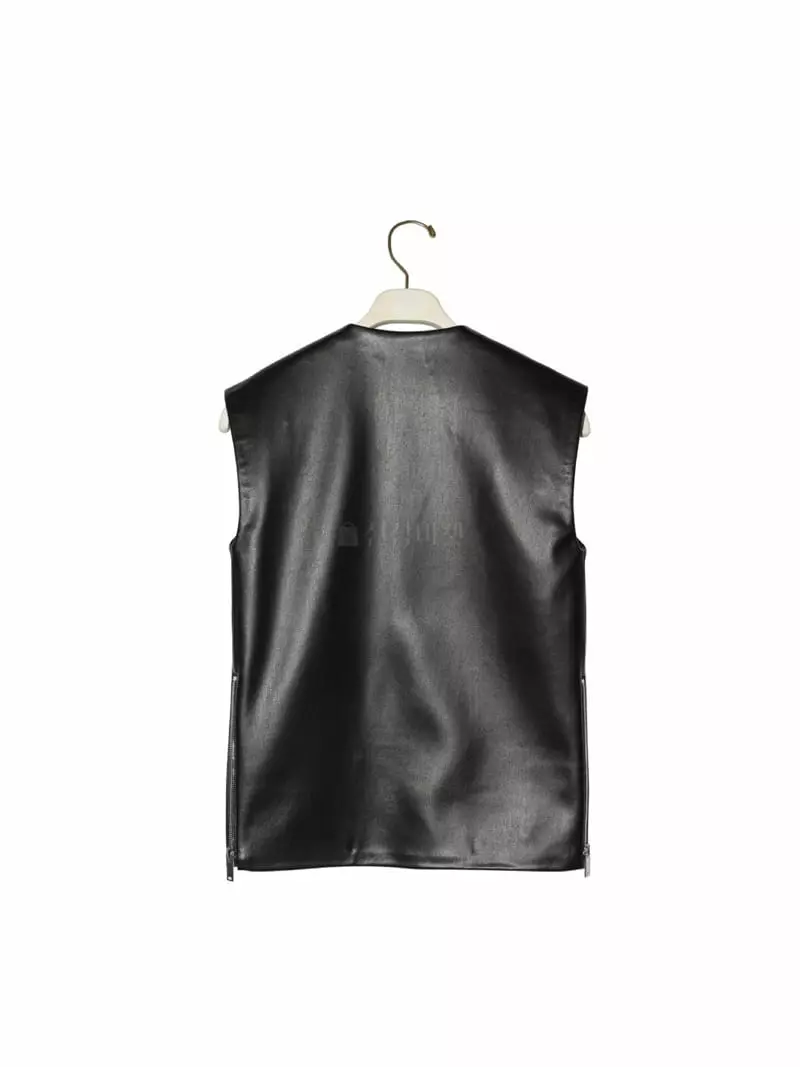 Paper Moon - Korean Women Fashion - #momslook - Side Zipper Detail Leather Top - 8