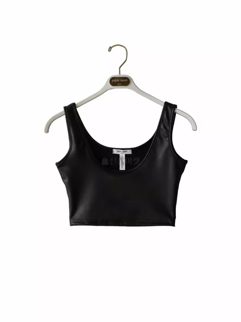 Paper Moon - Korean Women Fashion - #momslook - Leather Crop Tank Top - 7