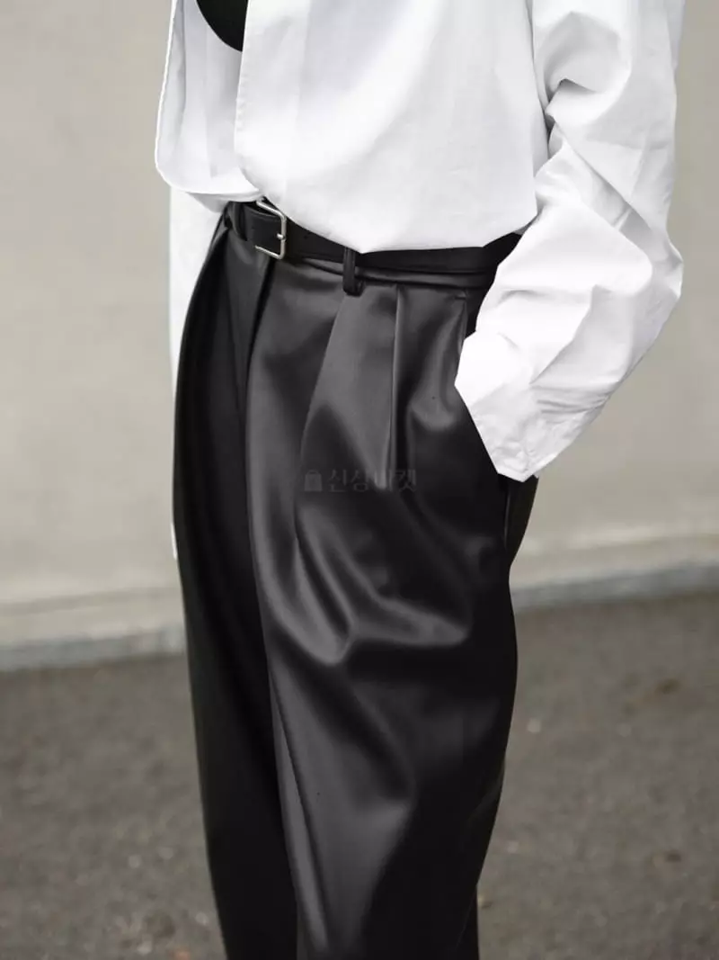 Paper Moon - Korean Women Fashion - #momslook - Leather Waist Pants - 2