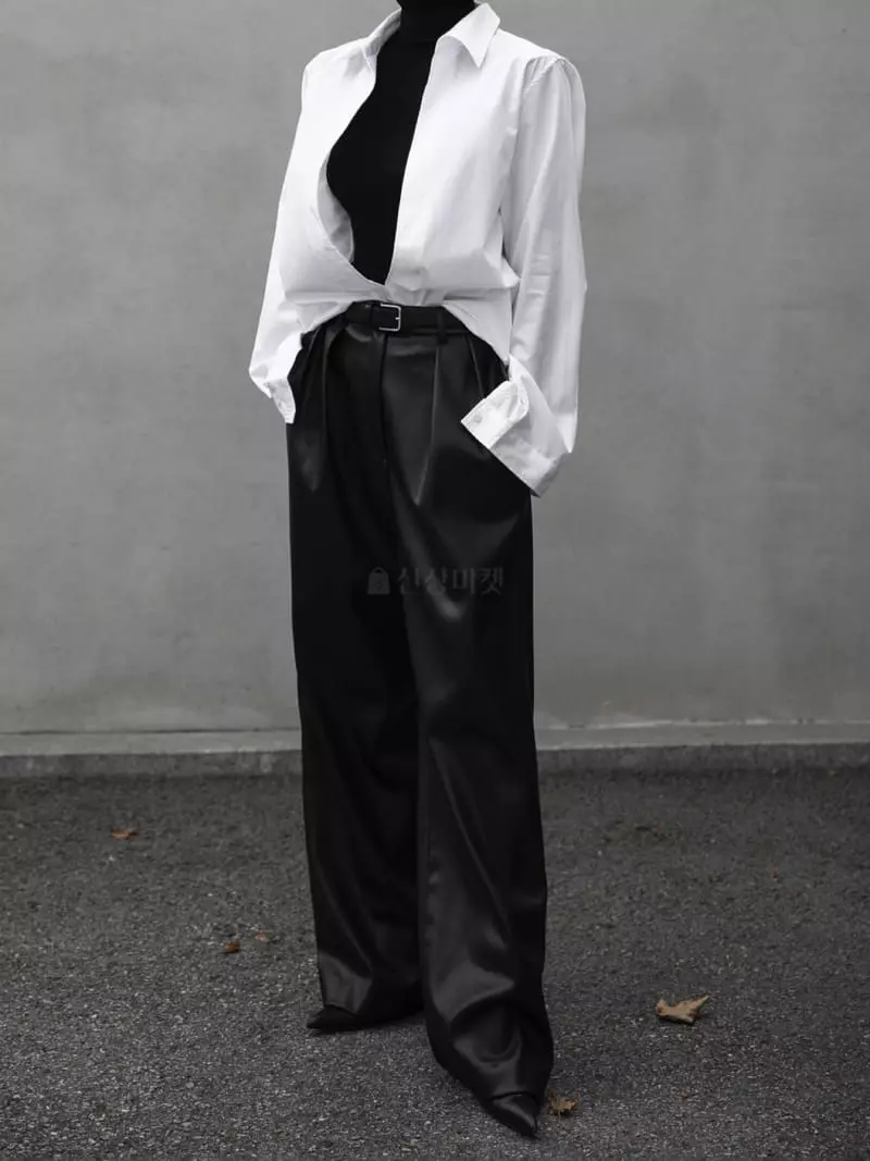 Paper Moon - Korean Women Fashion - #momslook - Leather Waist Pants - 3