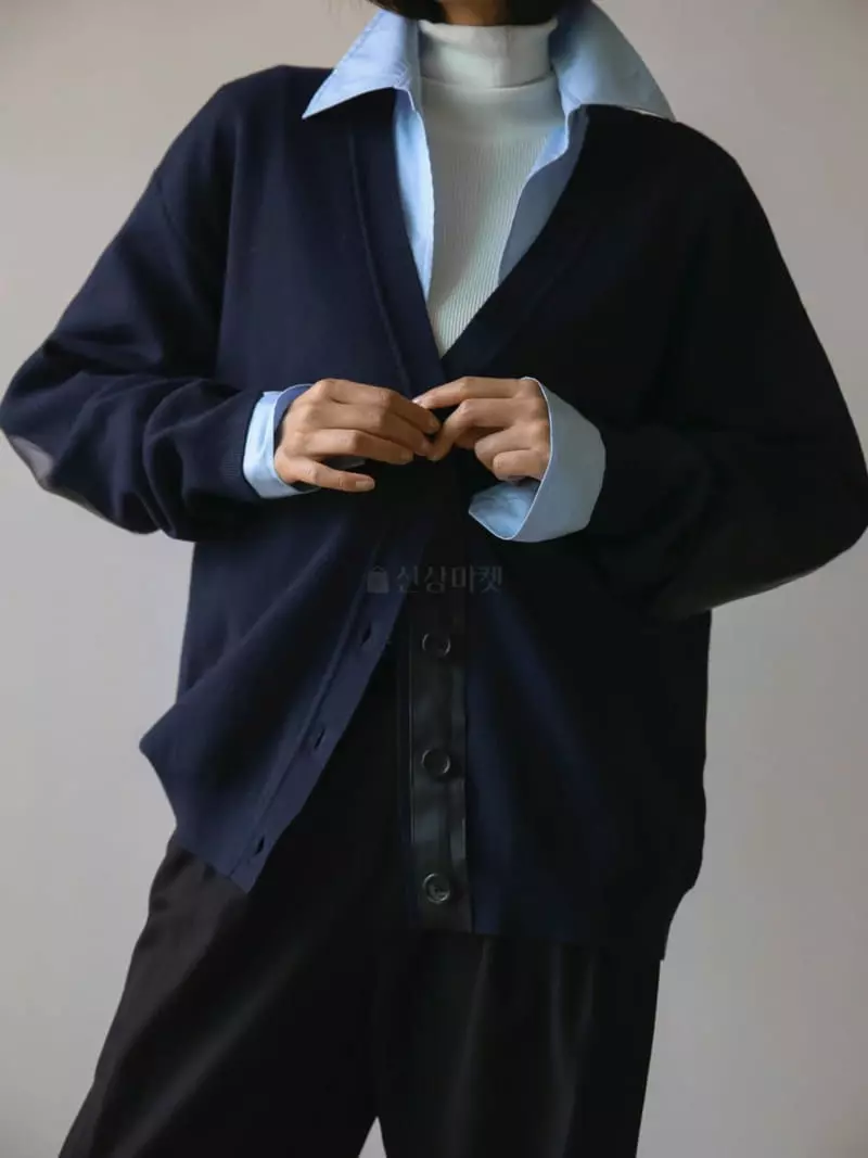 Paper Moon - Korean Women Fashion - #restrostyle - Leather Patch Cardigan - 10