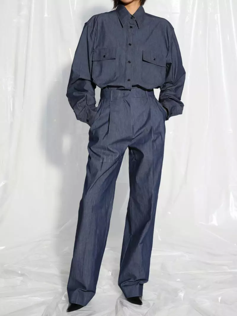 Paper Moon - Korean Women Fashion - #womensfashion - Oversize Pocket Denim Shirt - 2