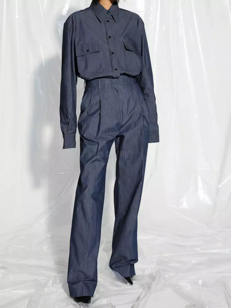 Paper Moon - Korean Women Fashion - #womensfashion - Oversize Pocket Denim Shirt - 6