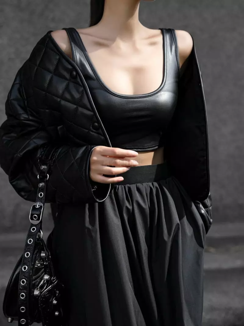 Paper Moon - Korean Women Fashion - #momslook - Leather Crop Tank Top - 4