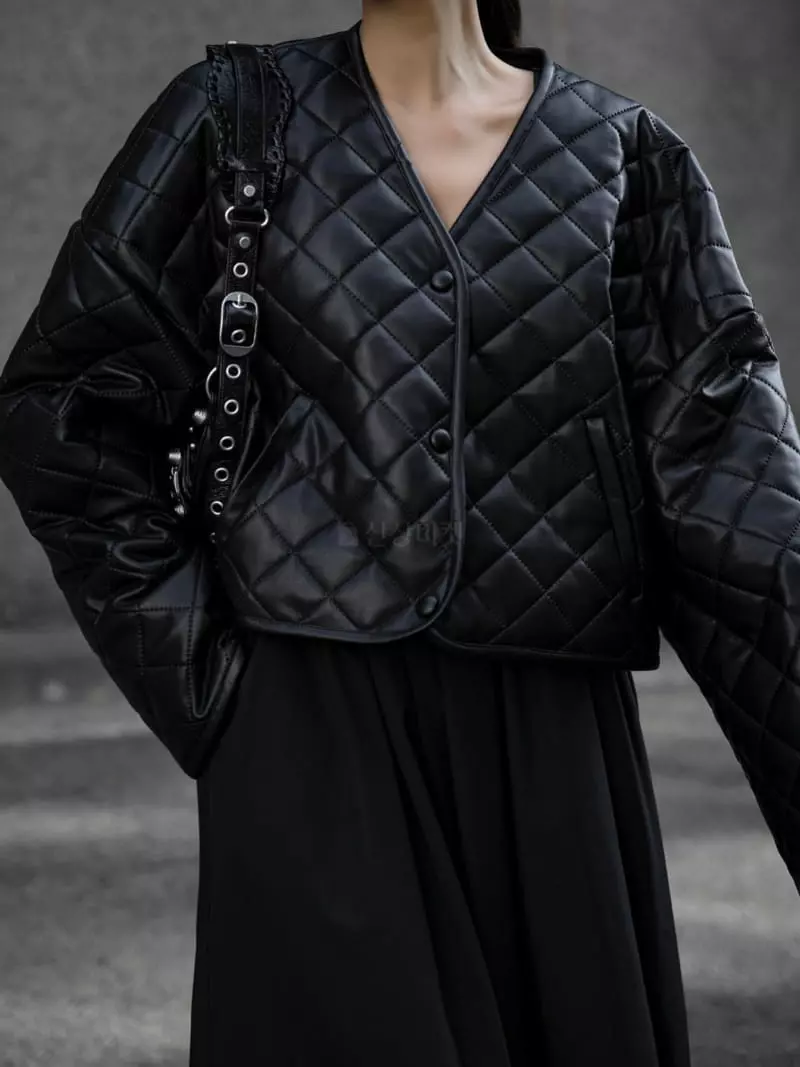 Paper Moon - Korean Women Fashion - #womensfashion - Leather Button Detail Jacket - 11