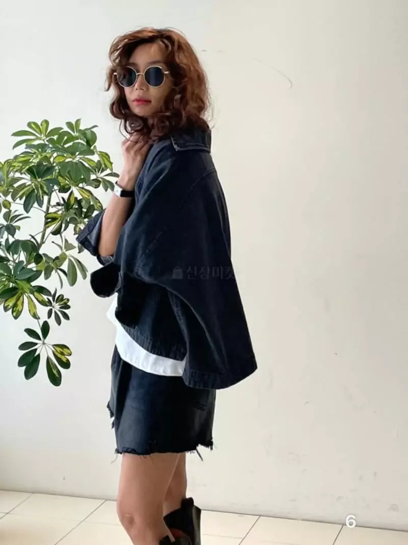 Paris Match - Korean Women Fashion - #momslook - V Denim Shirt - 3