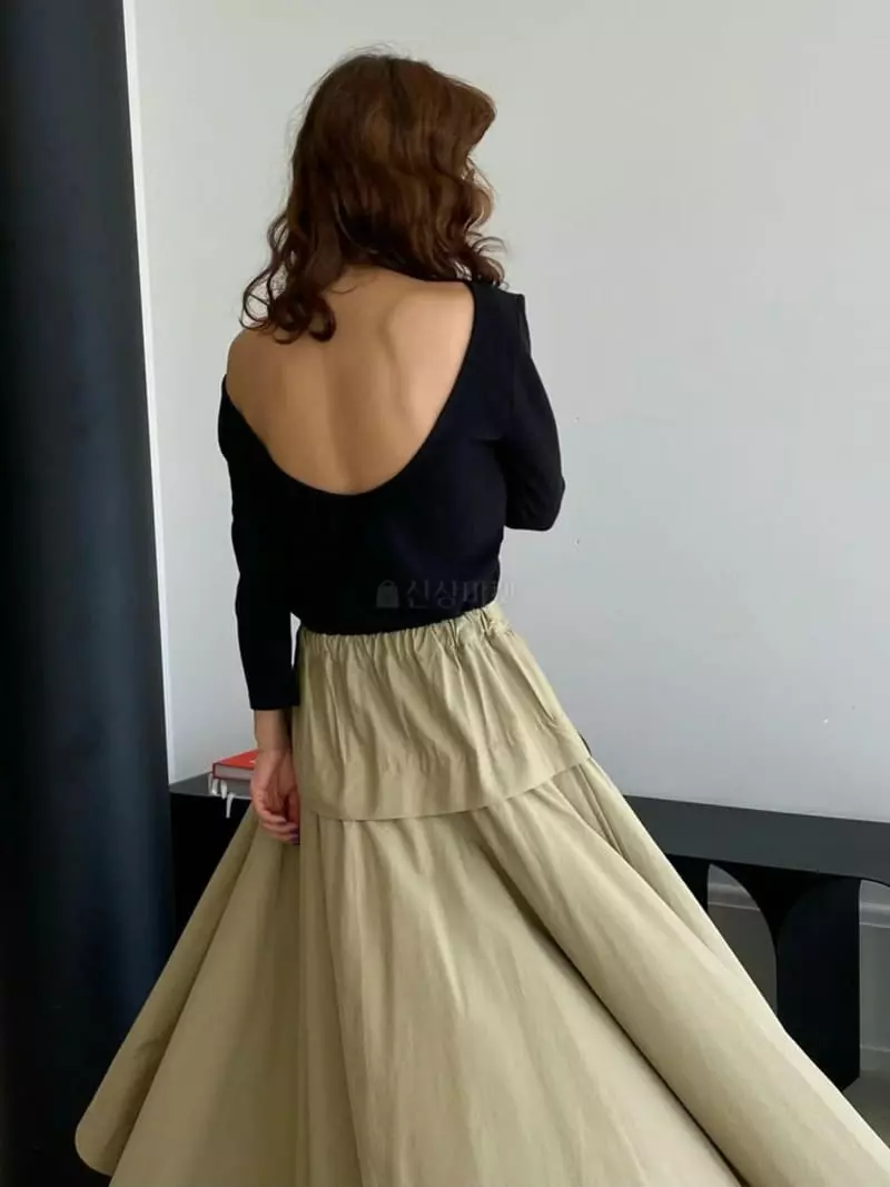Paris Match - Korean Women Fashion - #momslook - Half Back Point Span Tee