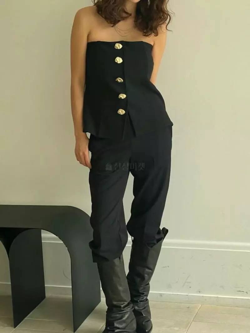 Paris Match - Korean Women Fashion - #momslook - Gold Top - 6
