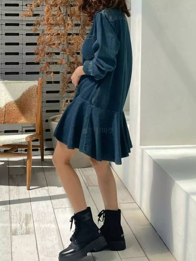 Paris Match - Korean Women Fashion - #romanticstyle - Blare Denim One-piece - 6