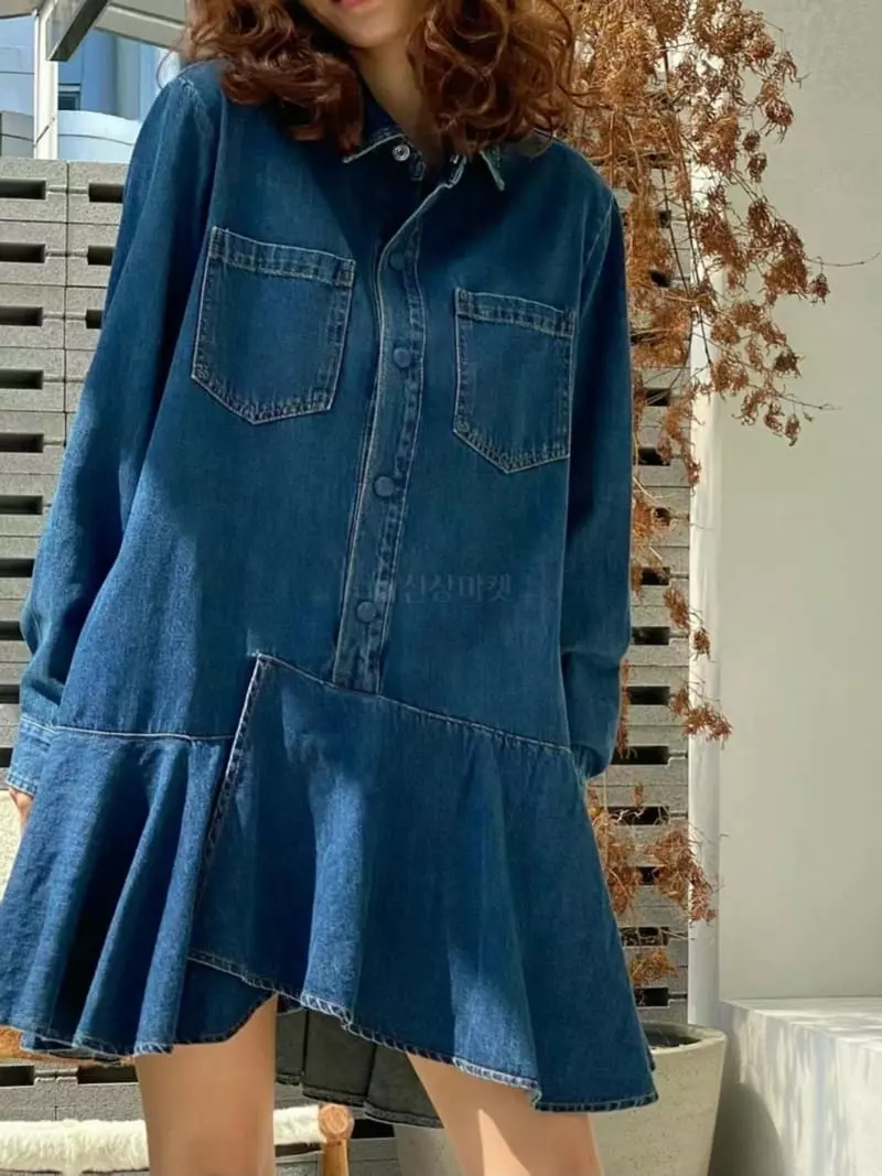Paris Match - Korean Women Fashion - #shopsmall - Blare Denim One-piece - 7