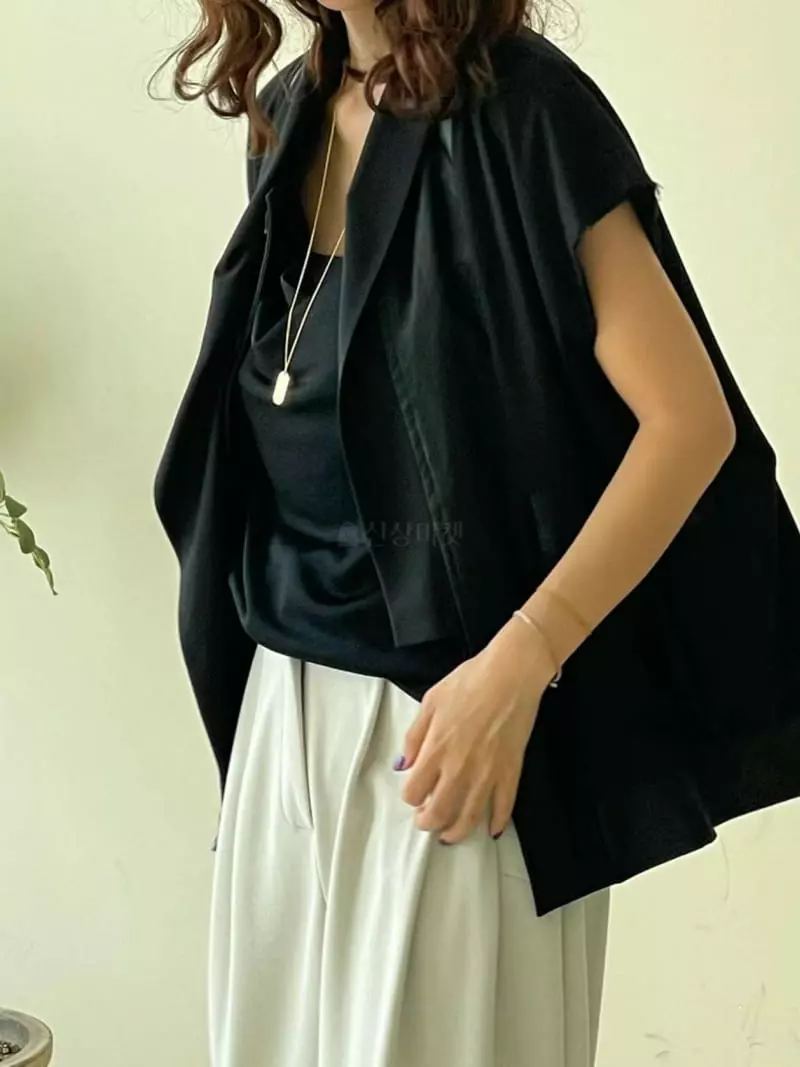 Paris Match - Korean Women Fashion - #shopsmall - Leather Mix Vest