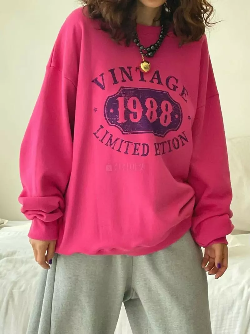 Paris Match - Korean Women Fashion - #vintageinspired - Vintage Round Sweatshirt - 4