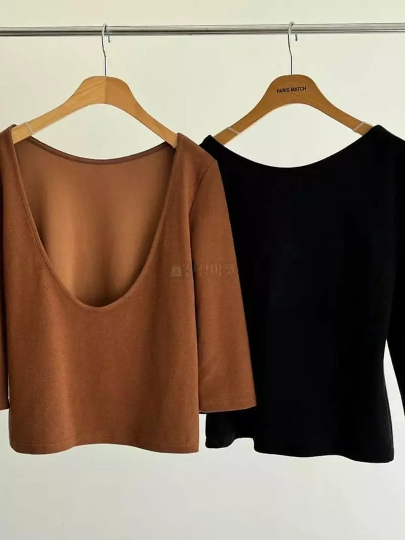 Paris Match - Korean Women Fashion - #womensfashion - Half Back Point Span Tee - 8