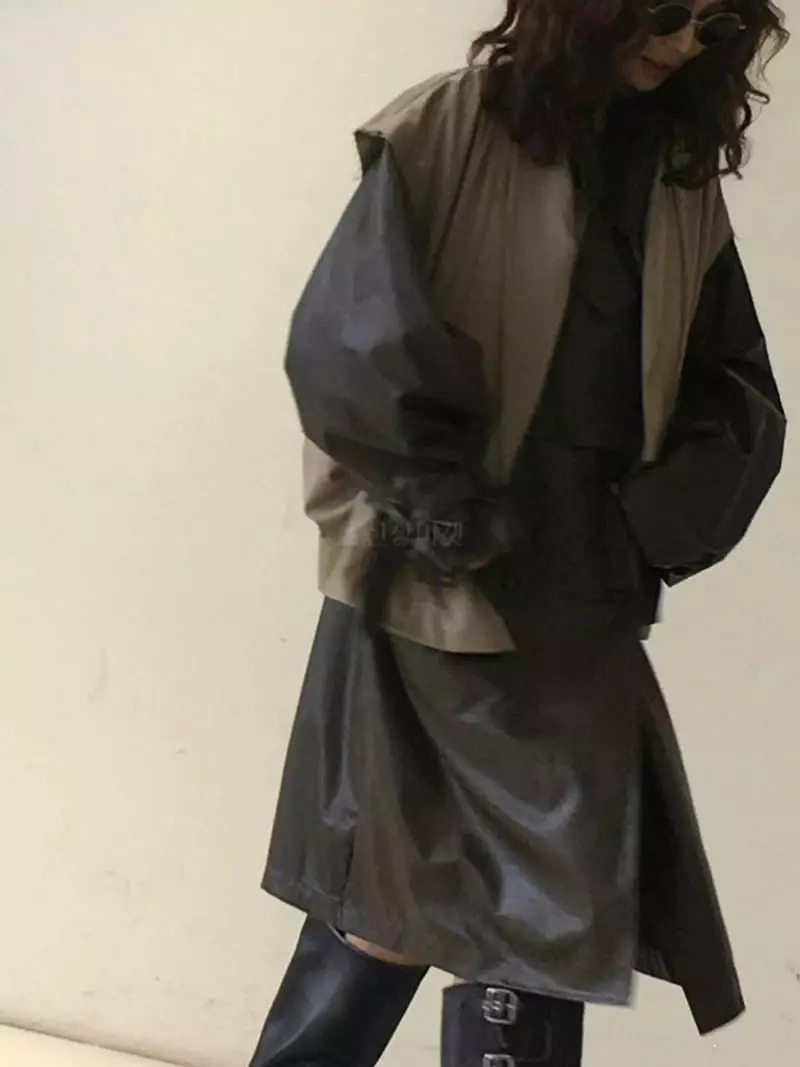 Paris Match - Korean Women Fashion - #womensfashion - Leather Mix Vest - 9