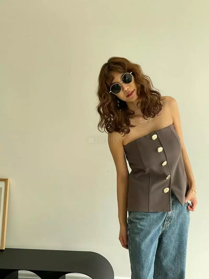 Paris Match - Korean Women Fashion - #womensfashion - Gold Top - 11