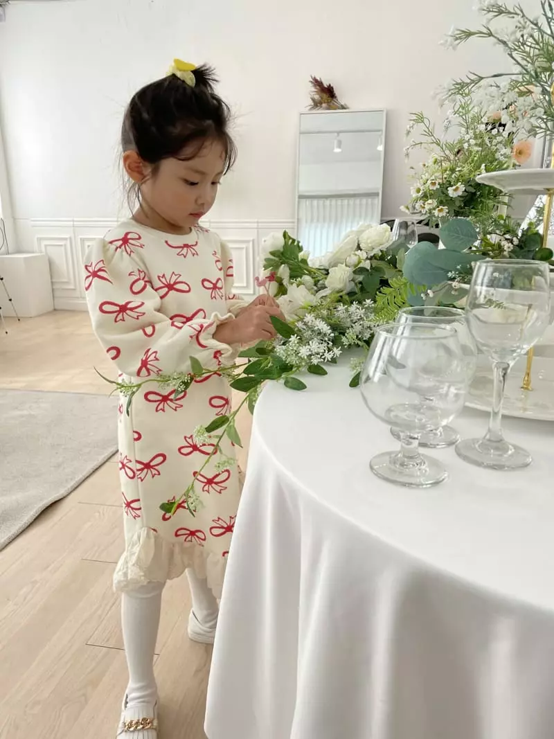 Party Pu - Korean Children Fashion - #childofig - Ribbon Lace One-piece - 3