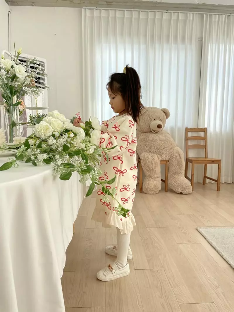 Party Pu - Korean Children Fashion - #childofig - Ribbon Lace One-piece - 4